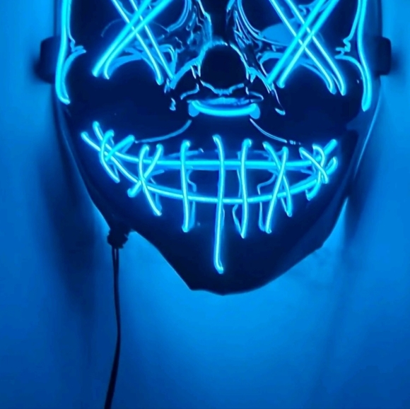 Led Plastic Glow Mask 3 Mode Lighting Halloween Cosplay Rave Club Party Purge - Picture 5 of 6